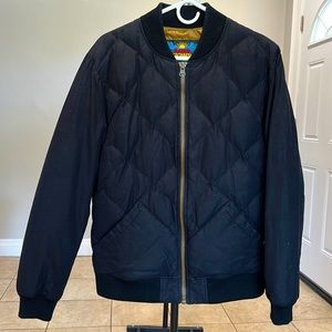 EUC Eddie Bauer Skyliner Down Bomber, black and gold, men's Medium